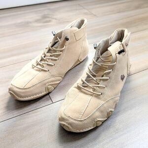 Ldeck Beige Suede Orthopedic Ankle Boots - Size 40